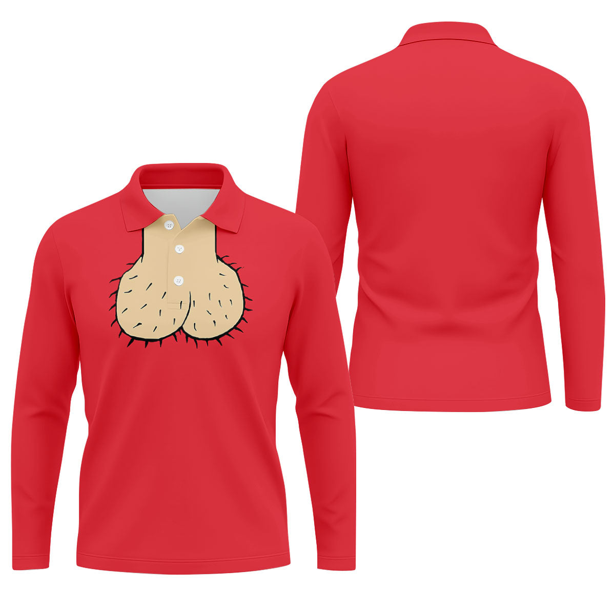 Red Funny Dickhead Faux Chest Golf Shirt, Golf Polo Shirts For Men, Mens Golf Apparel