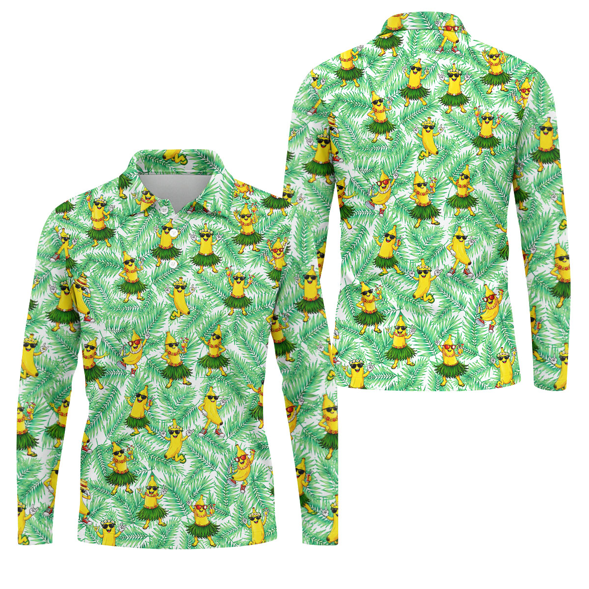 Funny Hula Banana Tropical Hawaiian Golf Shirt, Mens Golf Polo, Printed Golf Shirts