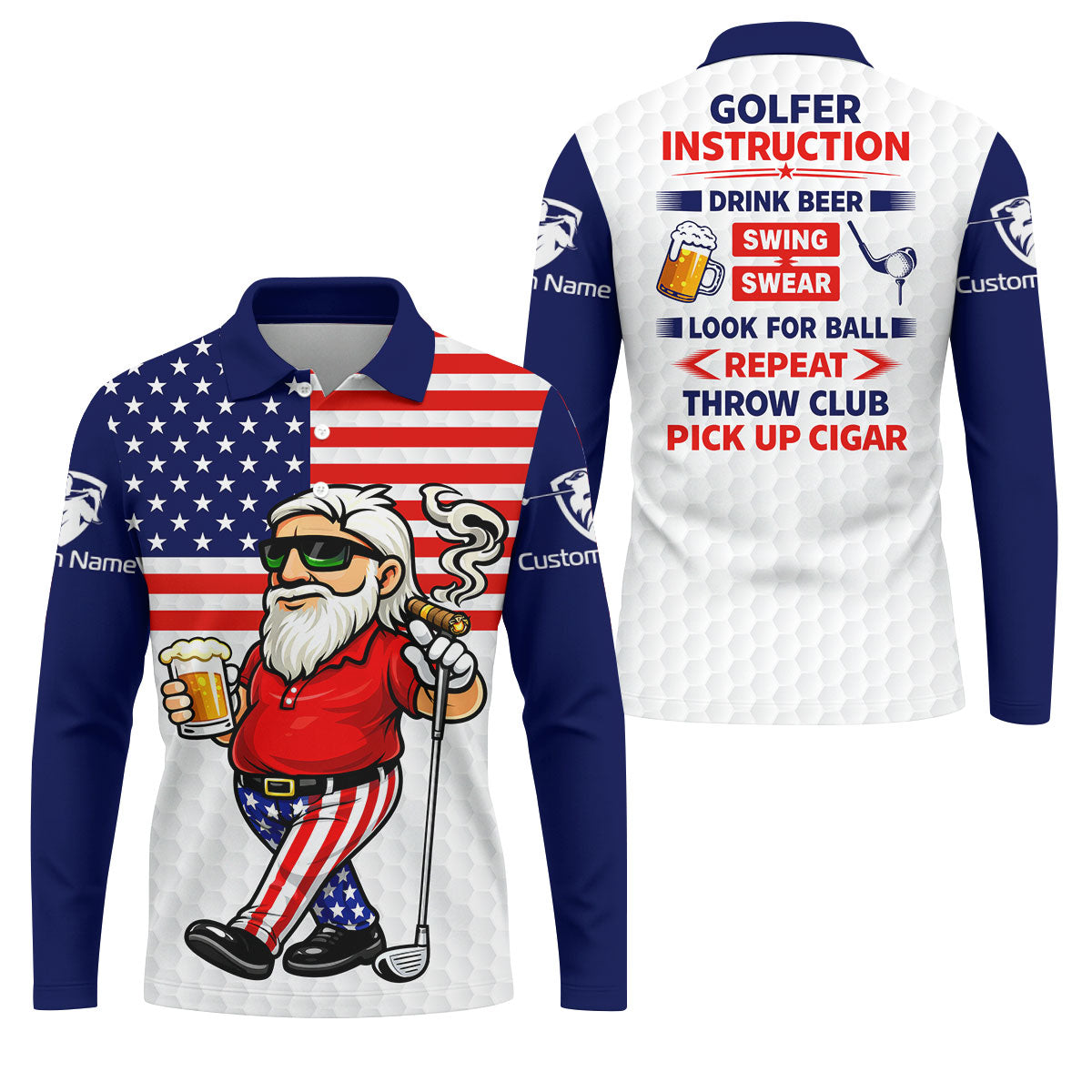 Swing Swear Look For Ball Repeat Father's Day 4th Of July Golf Shirt, 250 Years Polo Shirts For Men