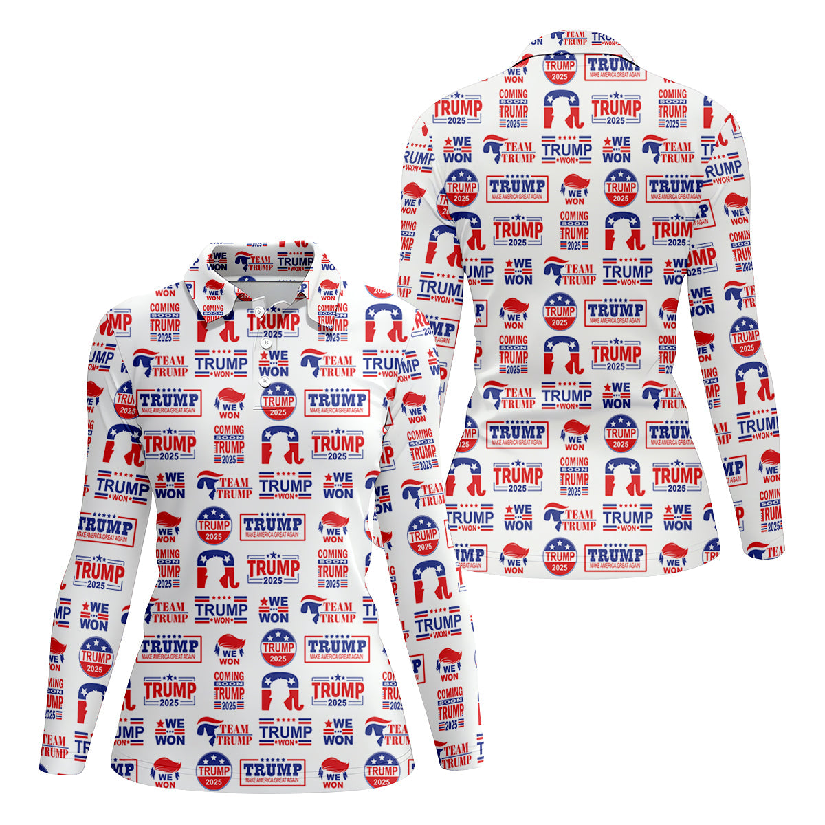 Coming Soon Trump Pattern Christmas Golf Tops For Women, Christmas Golf Shirt, Women Golf Apparel