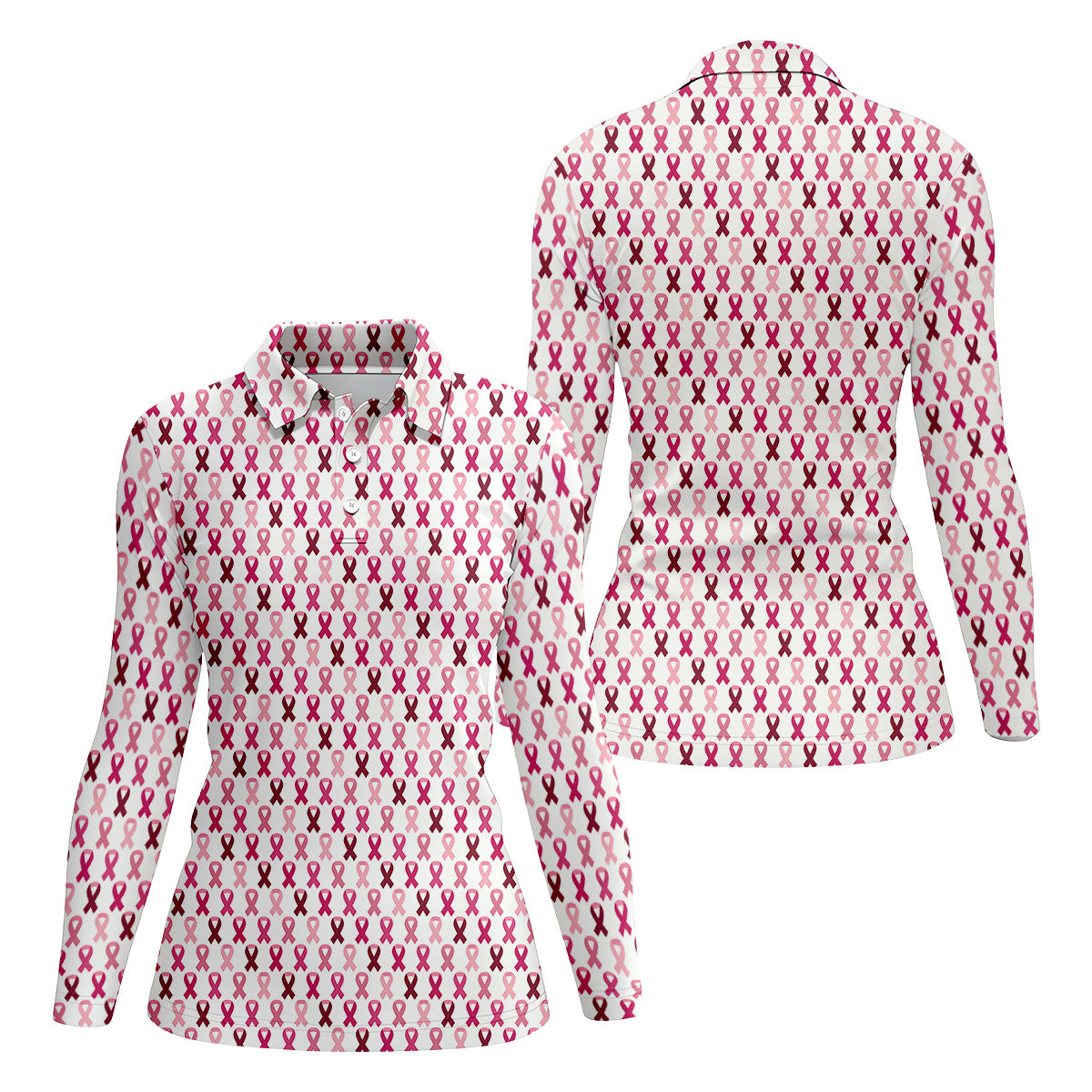 Pink Ribbon Women's Golf Shirt, Pink Golf Shirt Women, Breast Cancer Golf Shirt, Breast Cancer Awareness Shirt