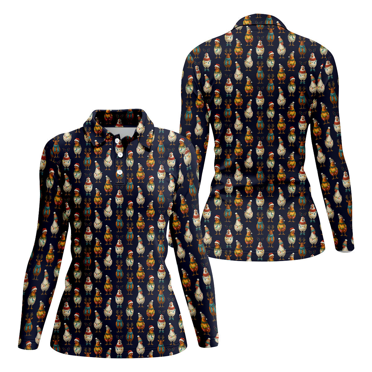 Funny Chicken Christmas Polo Shirt Unique Gift For Golfer, Ladies Golf Shirts, Golf Gifts For Women