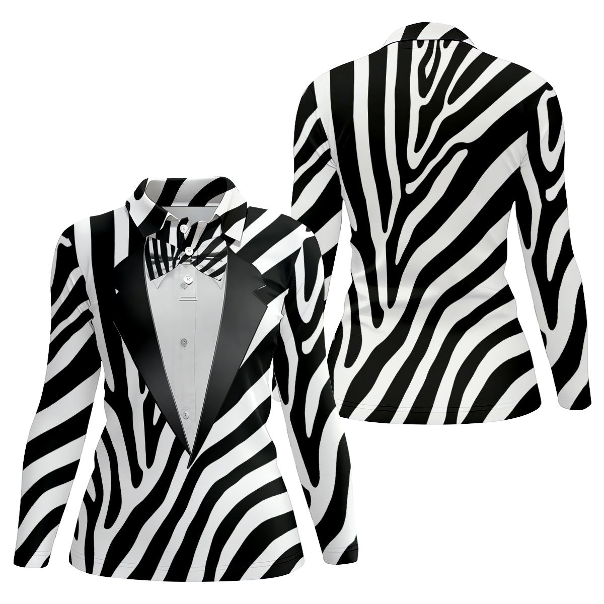 Zebra Pattern Funny Costume Hawaiian Golf Shirt, Ladies Golf Tops, Golf Shirt For Women