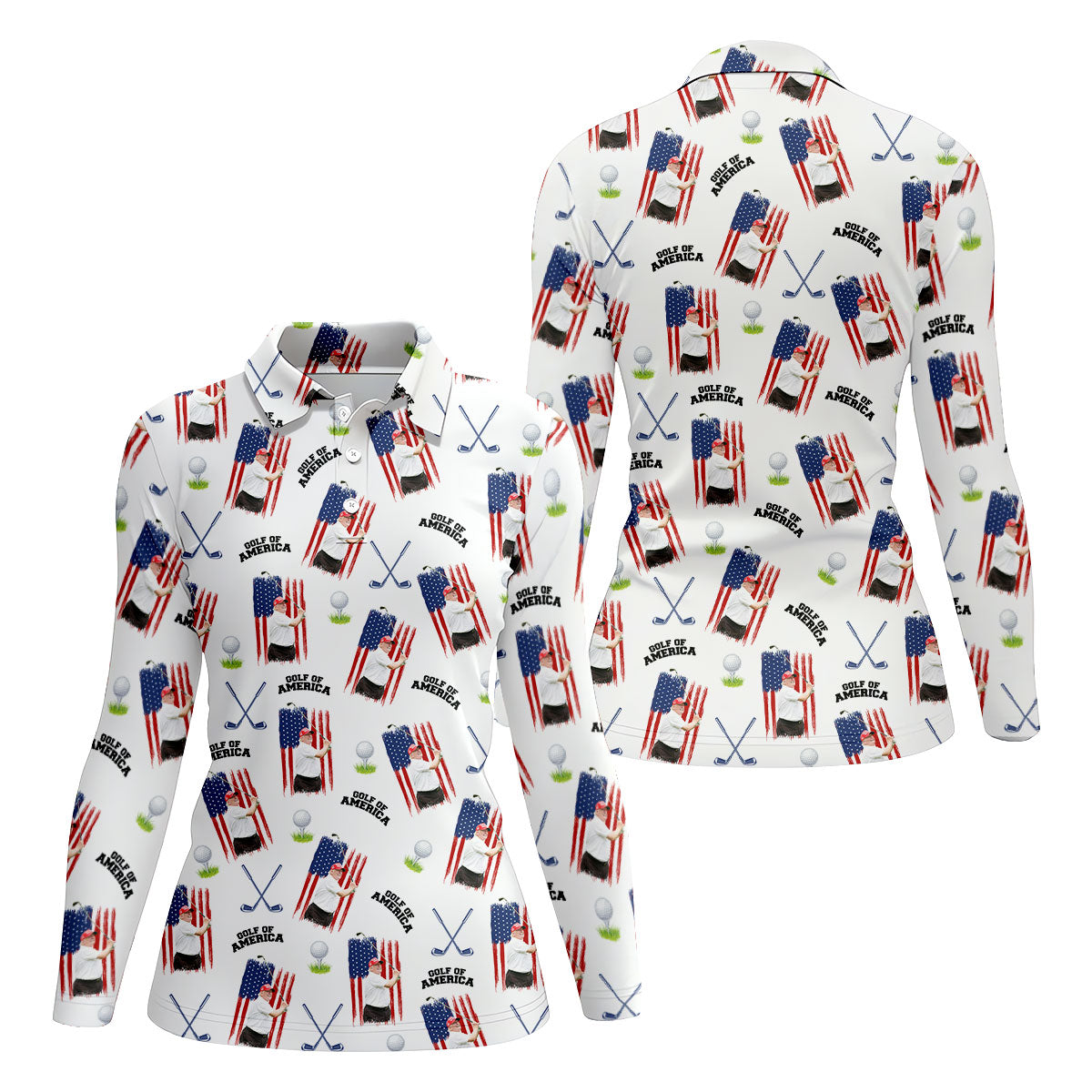 Golf Of America Patriotic Golf Shirt, Fun Women's Golf Shirts, 250 Years 4th Of July Ladies Golf Shirts
