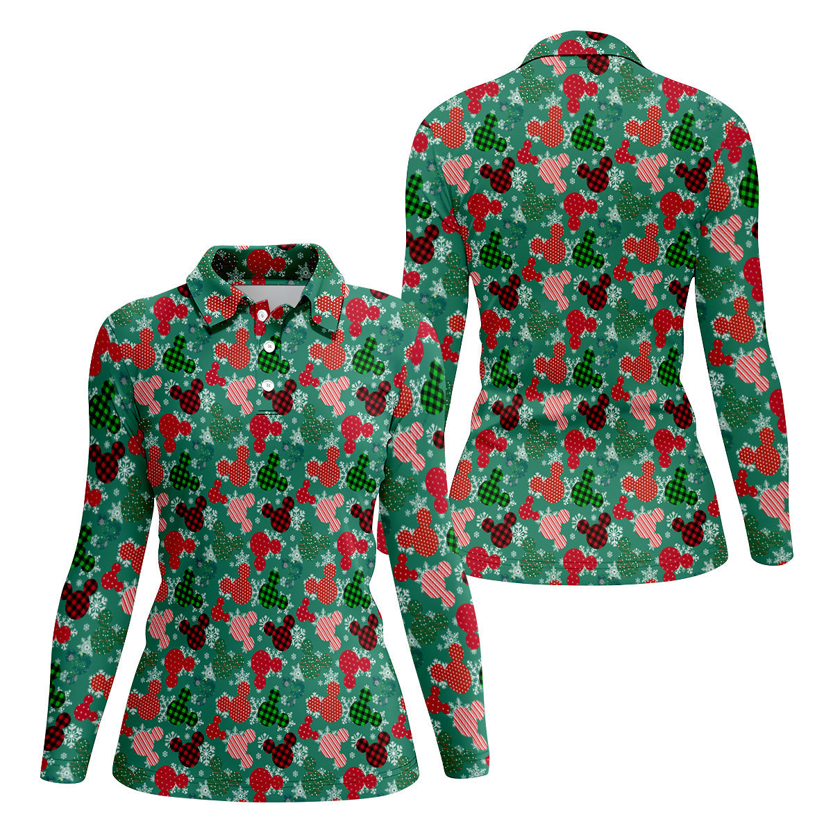 Adorable Cartoon Characters Xmas Golf Shirts, Cute Women's Golf Clothes, Ladies Golf Polos, Christmas Golf Shirt