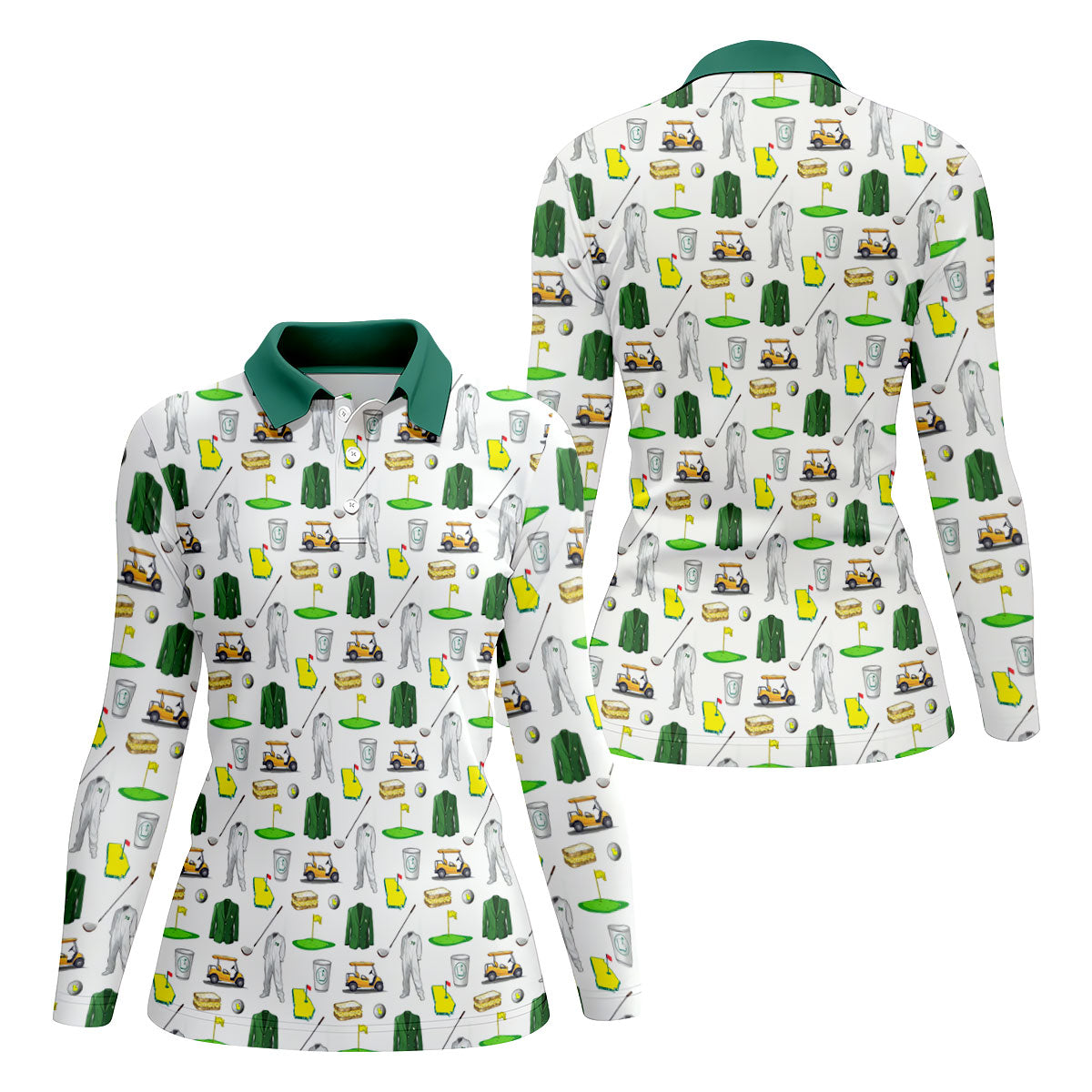 Golf Tournament Augusta Golf Seamless Pattern Performance Golf Shirt, Women Golf Top, Ladies Golf Shirts