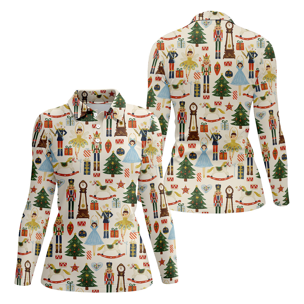 Vintage Nutcracker Christmas Golf Shirt, Women's Golf Tops, Cute Golf Outfit, Golf Gift For Ladies