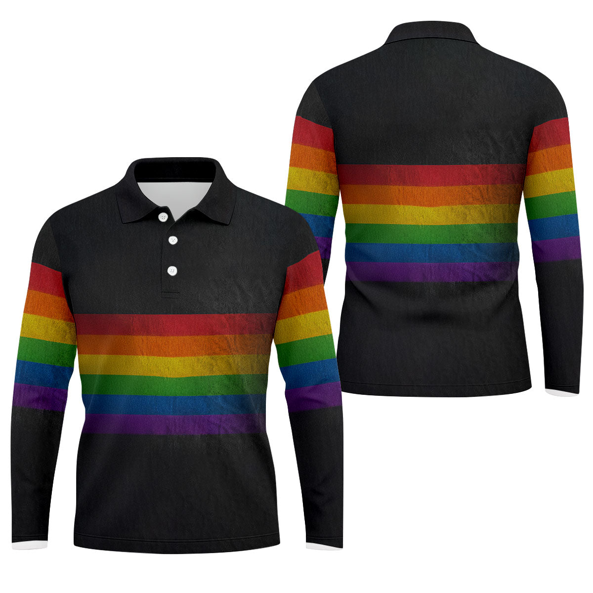 Pride Rainbow Flag Retro Golf Shirt, LGBTQ Month Polo Shirts For Men, Golf Shirts For Men