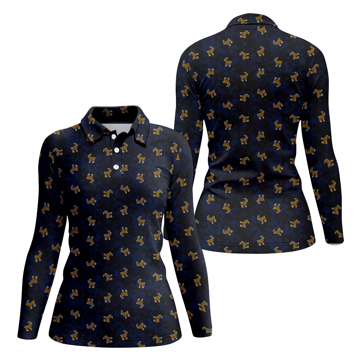 Tiger Goat Digital Camouflage Funny Golf Shirt, Ladies Golf Tops, Golf Shirt For Women