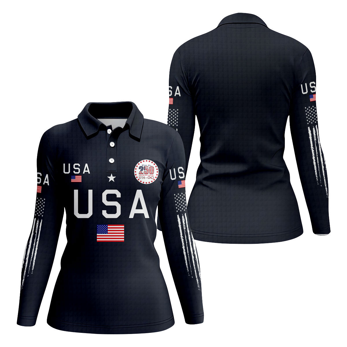 Free For 250 Years Black Patriotic Golf Shirt, 4th Of July Golf Shirt, 250th Anniversary Women Golf Top