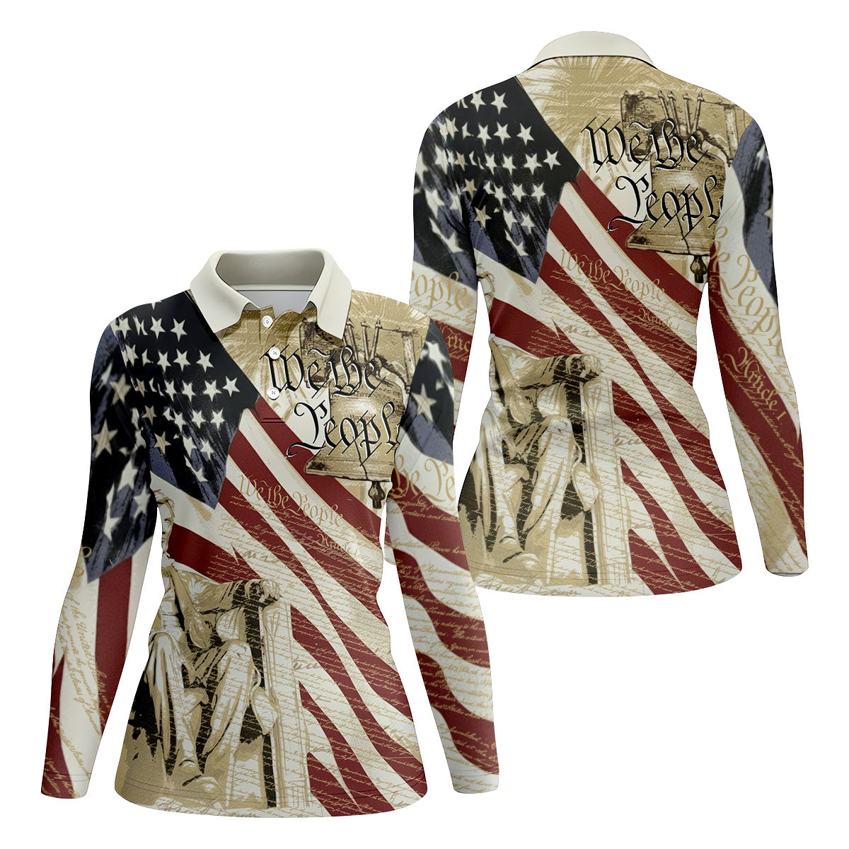 We The People American Flag 4th Of July Patriotic Golf Shirt, 250th Anniversary Women's Golf Tops