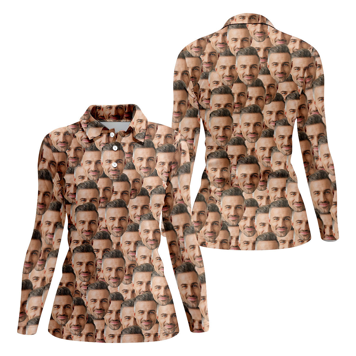 Custom Face All Over Print Fun Women's Golf Shirts, Valentines Golf Gift, Ladies Golf Polos