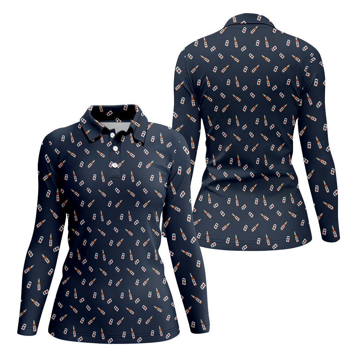 Golf And Beer Navy Golf Shirt, Fun Women's Golf Shirts, Women's Golf Tops, Ladies Golf Shirt