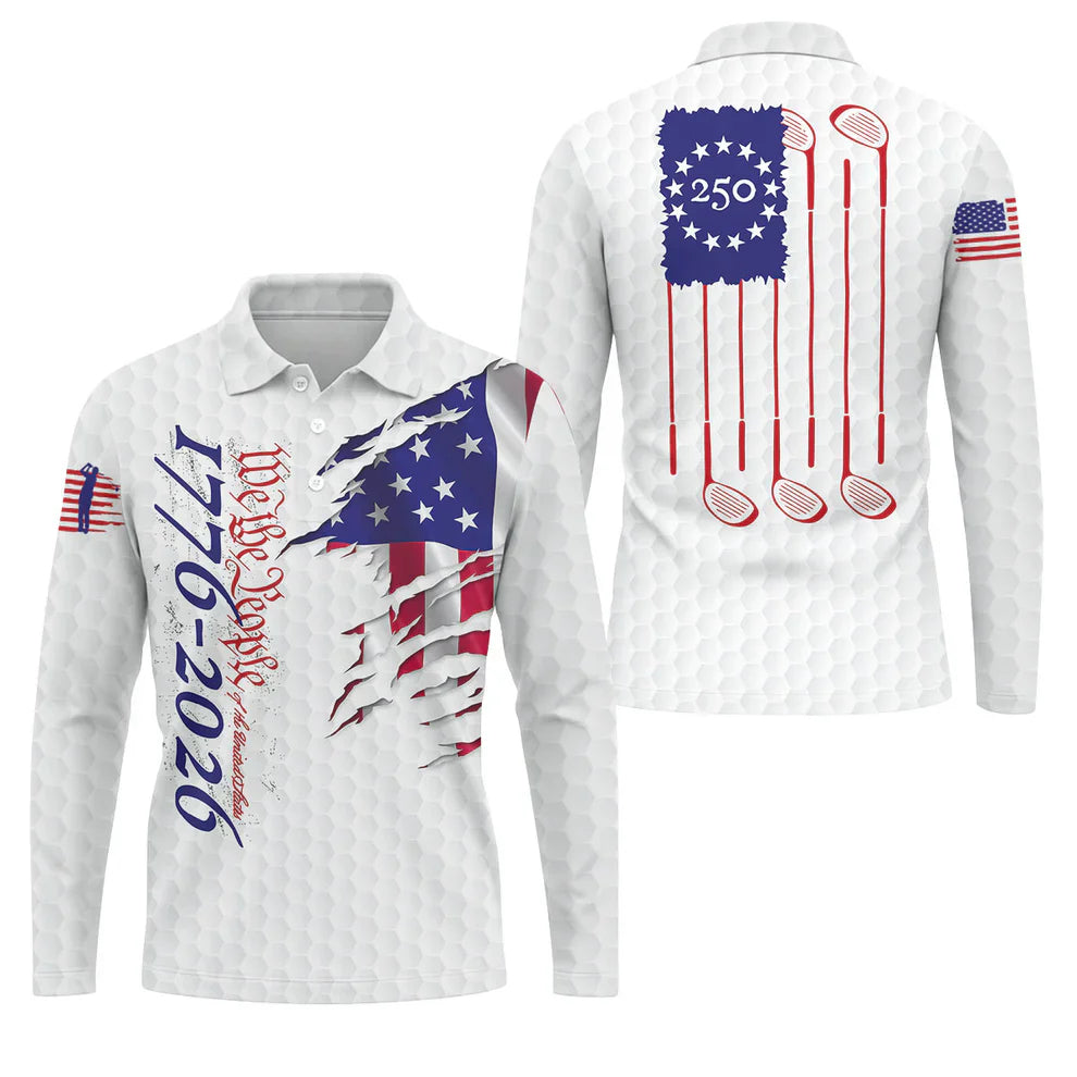 We The People Golf Tops For Men, 250 Years Of America Golf Shirt, 4th Of July Polo Shirts For Men