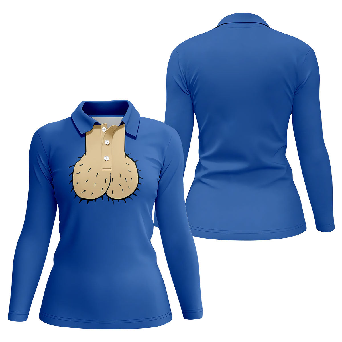 Blue Funny Dickhead Faux Chest Golf Shirt, Women’s Golf Apparel, Performance Golf Shirt