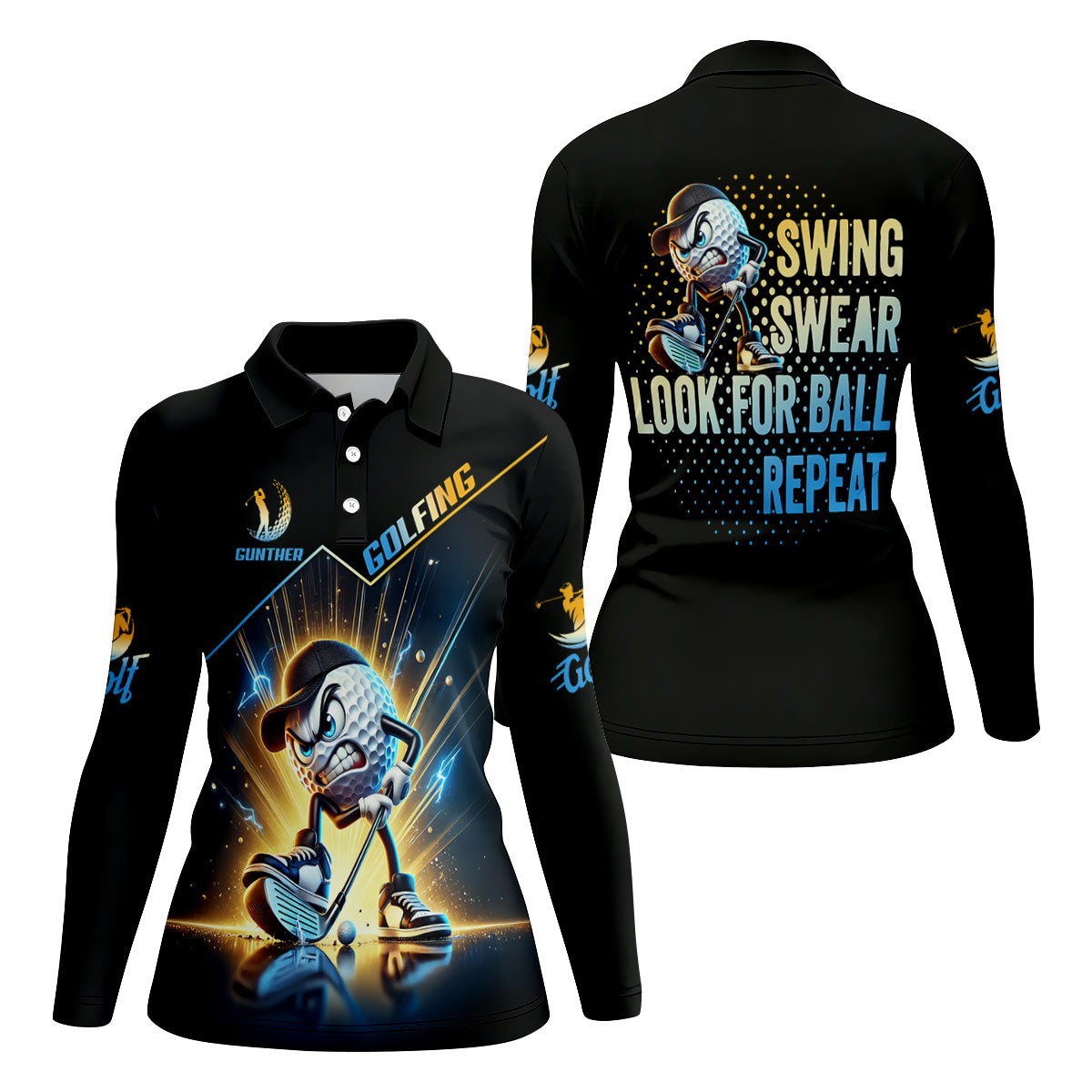 Swing Swear Look For Ball Repeat Fun Golf Shirt, Golf Shirt For Women, Ladies Golf Shirts