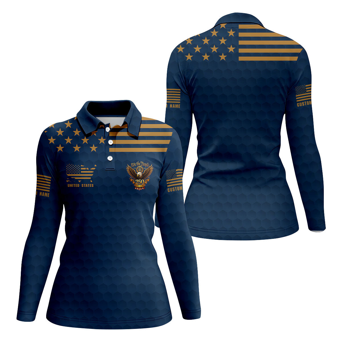 Navy Veteran We The People 250 Years Of Free 4th Of July Golf Shirt, Women's Golf Tops