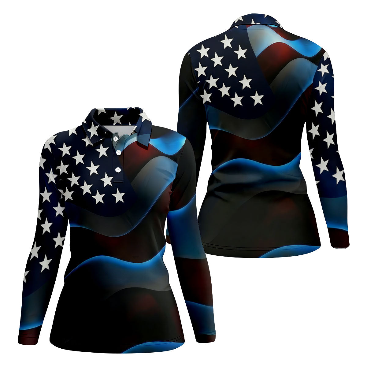 Patriotic American Flag 250th Anniversary Women's Golf Tops, Ladies Golf Shirts, Women's Polo Shirt