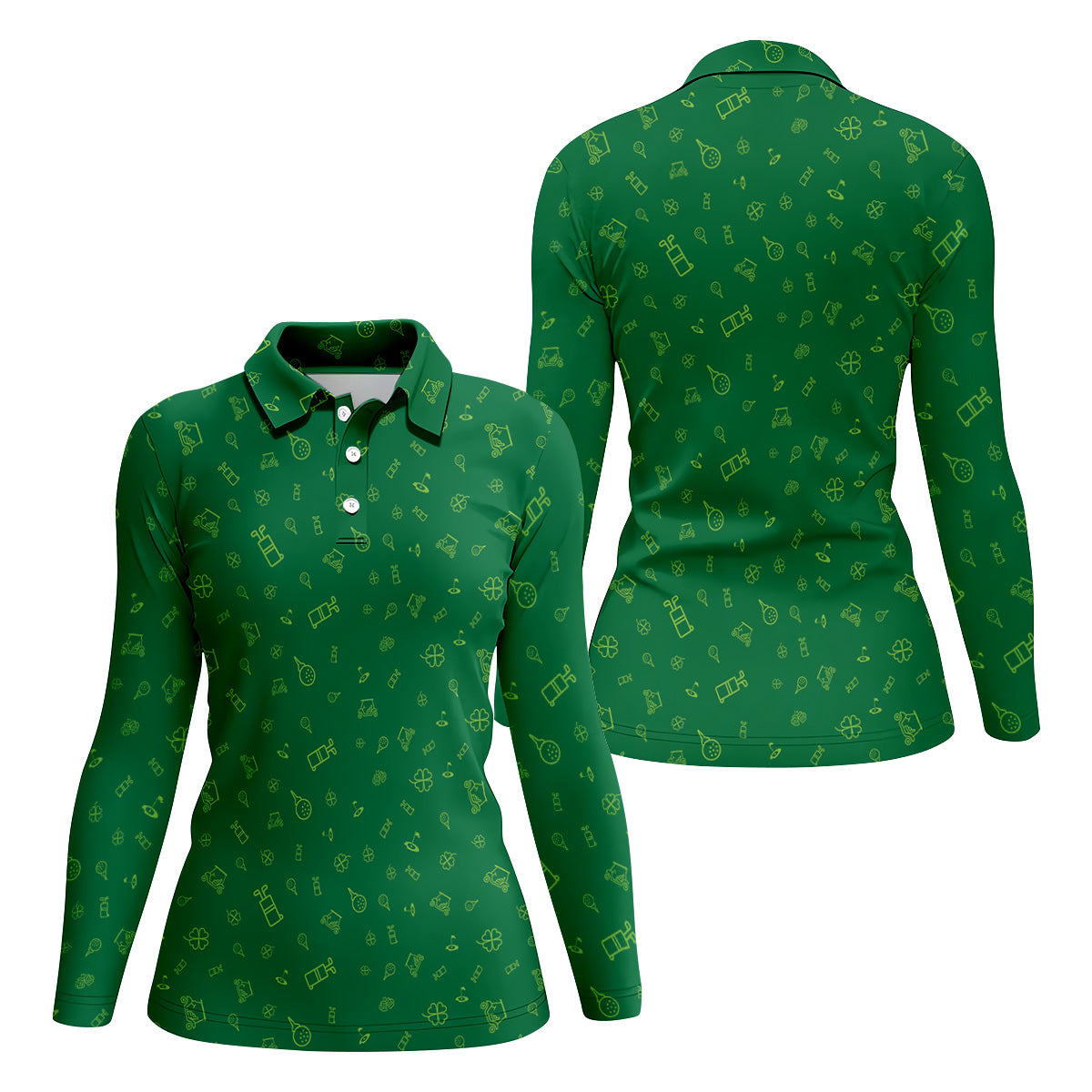 Golf And Beer Lucky Four Leaf Clover St Patrick's Day Green Women's Golf Tops, Golf Gift For Ladies