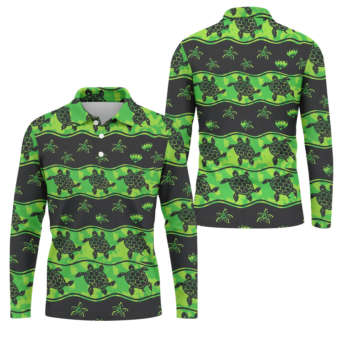 Sea Turtles Sea Creatures Pattern Hawaiian Golf Shirt, Polo Shirts For Men, Golfing Apparel