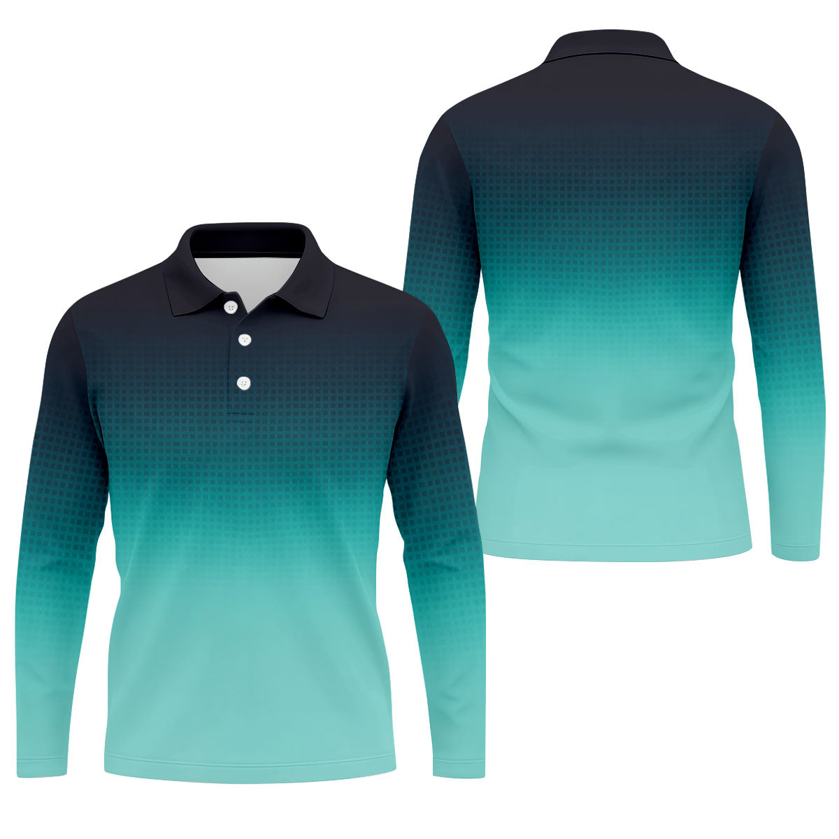 Turquoise Gradient Hawaiian Golf Shirt, Golf Tops For Men, Polo Shirts For Men