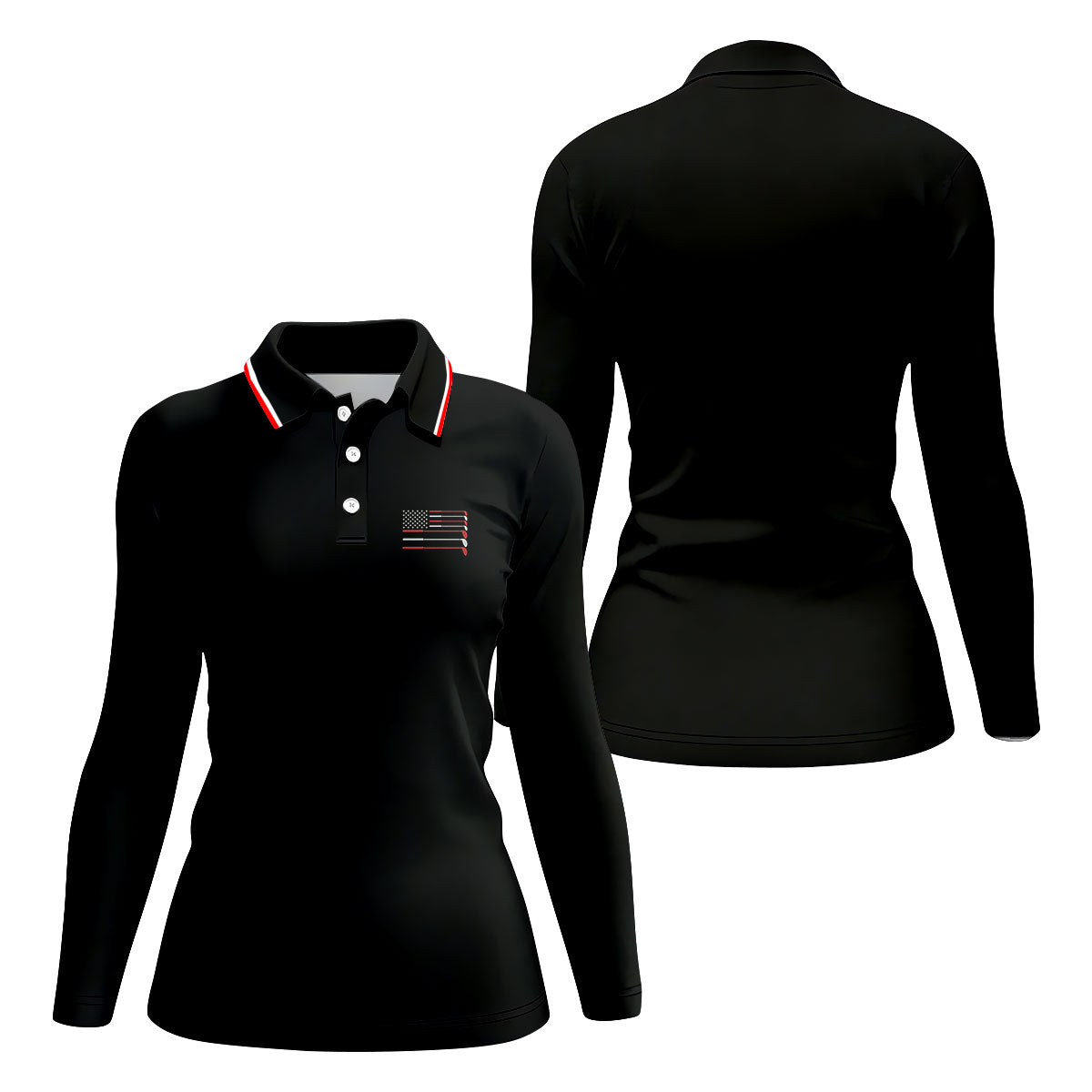 Golf Clubs US Flag Logo 250 Years Black Golf Shirt, Patriotic 4th Of July Golf Shirt For Women