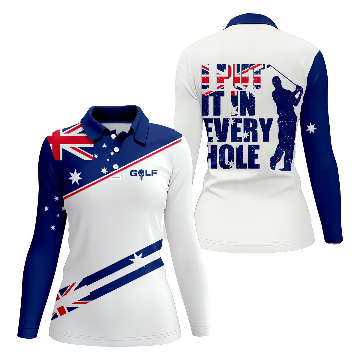 I Put It In Every Hole Australia Flag Print Fun Golf Shirt, Ladies Golf Tops Australia, Golf Shirt For Women
