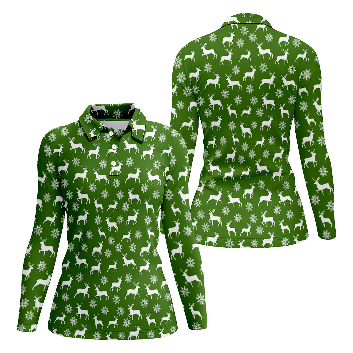 Reindeer Christmas Green Golf Shirt, Christmas Golf Shirt, Golf Shirt For Women, Ladies Golf Polos