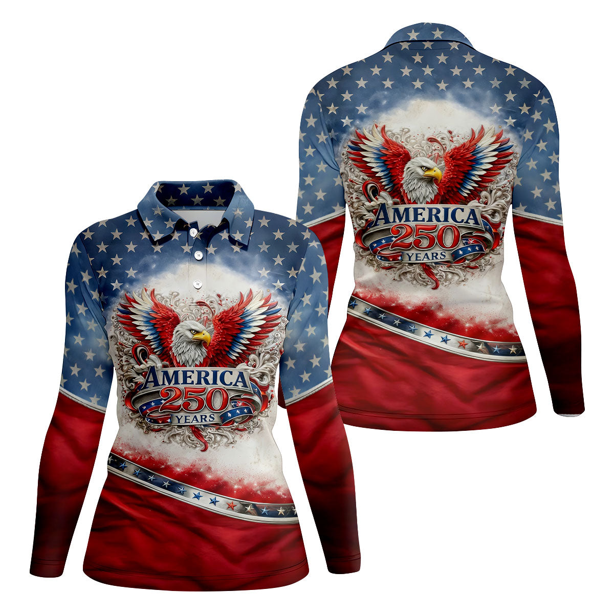 America 250 Years Red White Blue 4th Of July Golf Shirt, Patriotic Golf Shirt, Golf Shirt For Women