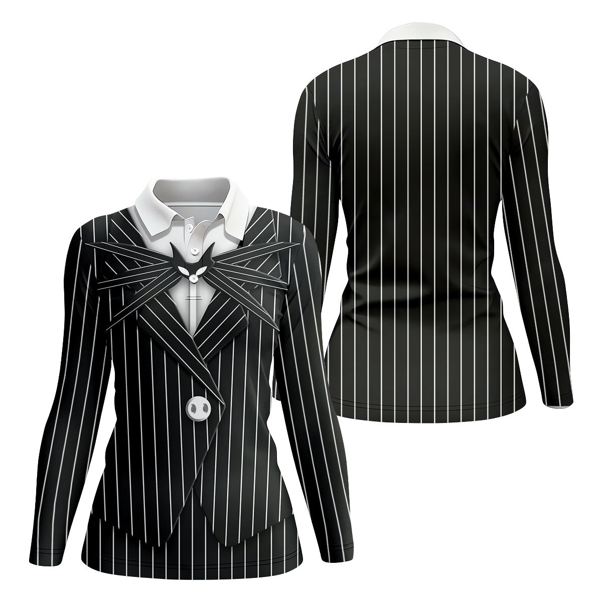The Skeleton Man Fun Women's Golf Shirts, The Pumpkin King Ladies Golf Tops, Horror Cosplay Halloween Golf Shirt