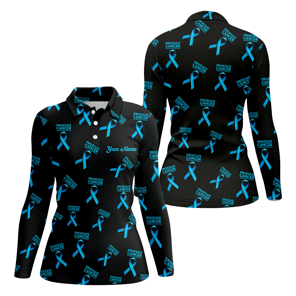 Prostate Cancer Awareness Blue Ribbon Women Golf Top, Ladies Sleeveless Polo, Women's Polo Shirt