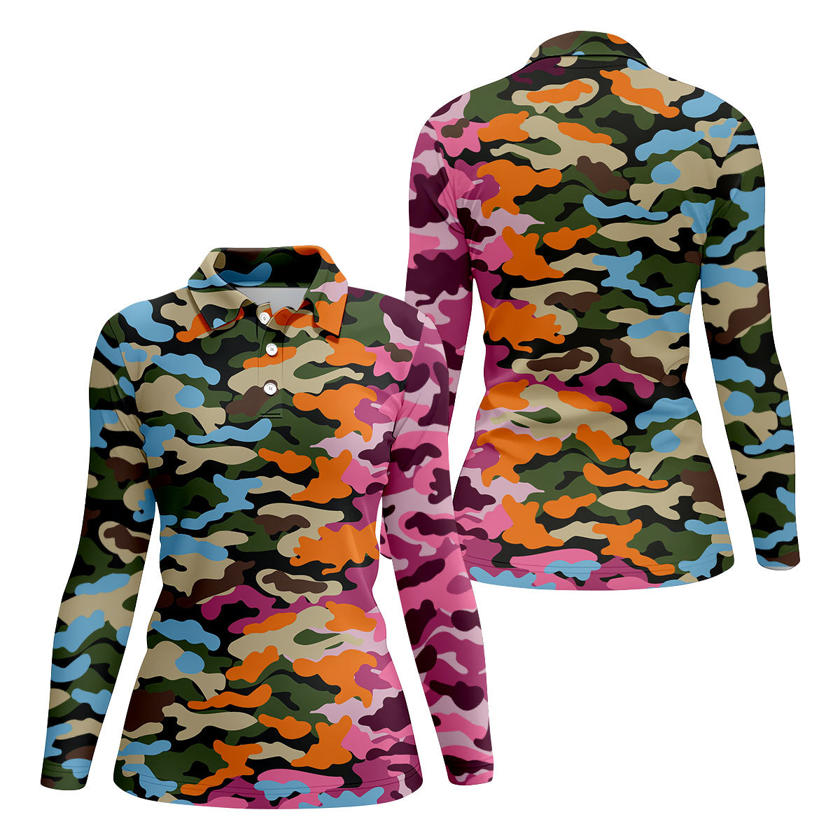 Rainbow Camouflage Ladies Golf Tops, Cool Golf Outfit, Golf Shirt For Women, Ladies Golf Polos