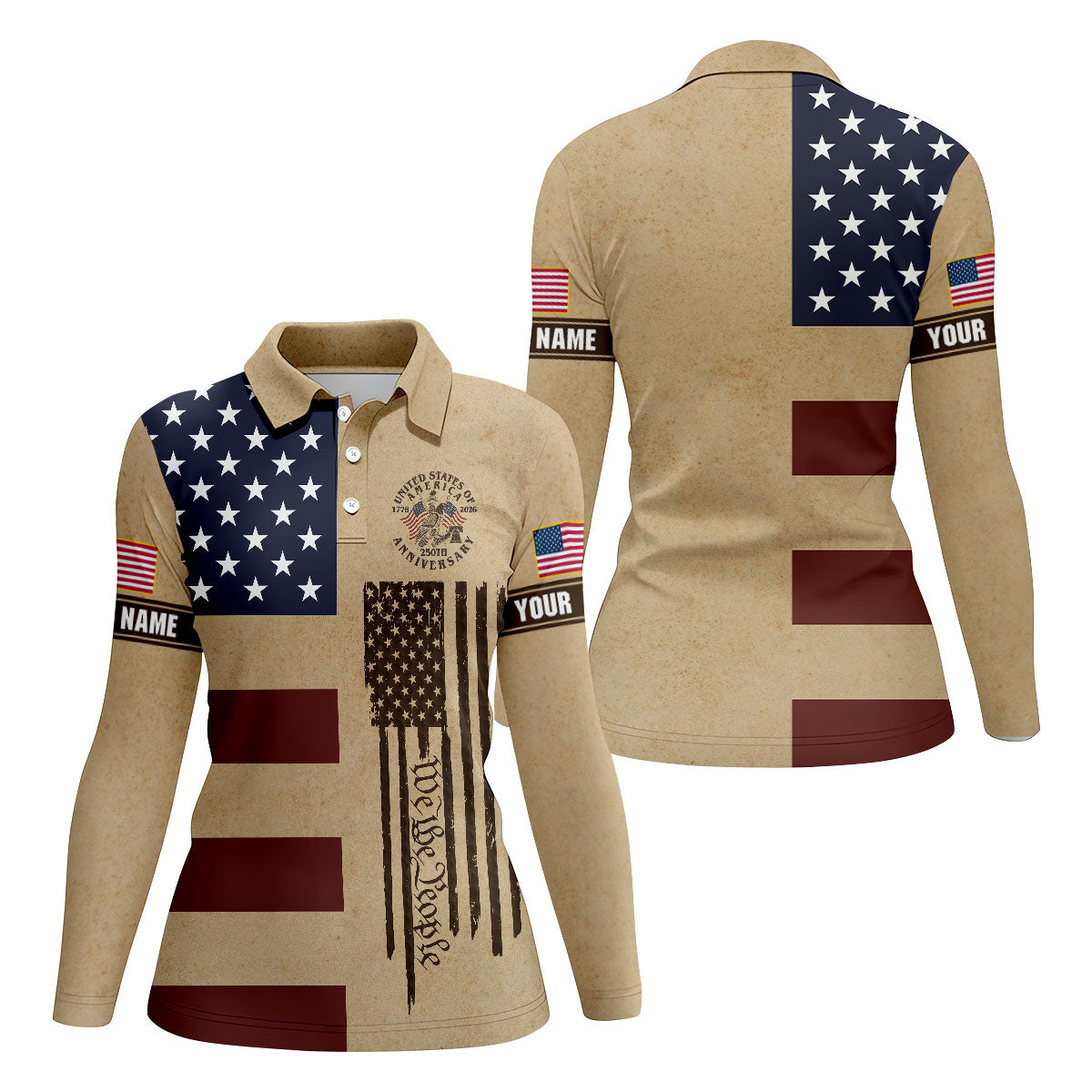 We The People 250th Anniversary Retro Golf Shirt, Patriotic 4th Of July Golf Shirt For Women