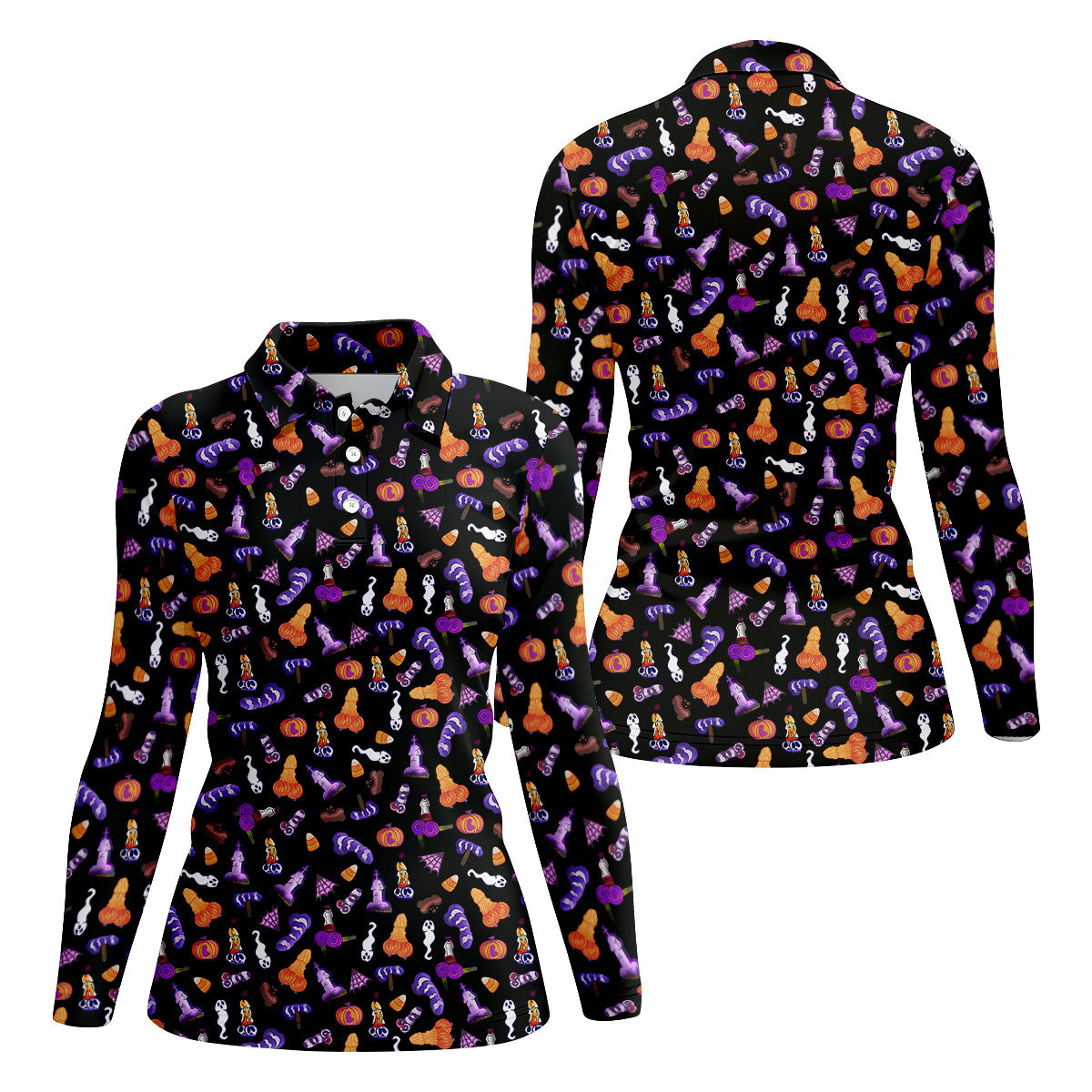 Funny Dirty Black And Purple Halloween Golf Shirt, Funny Golf Shirts Women, Ladies Golf Shirts