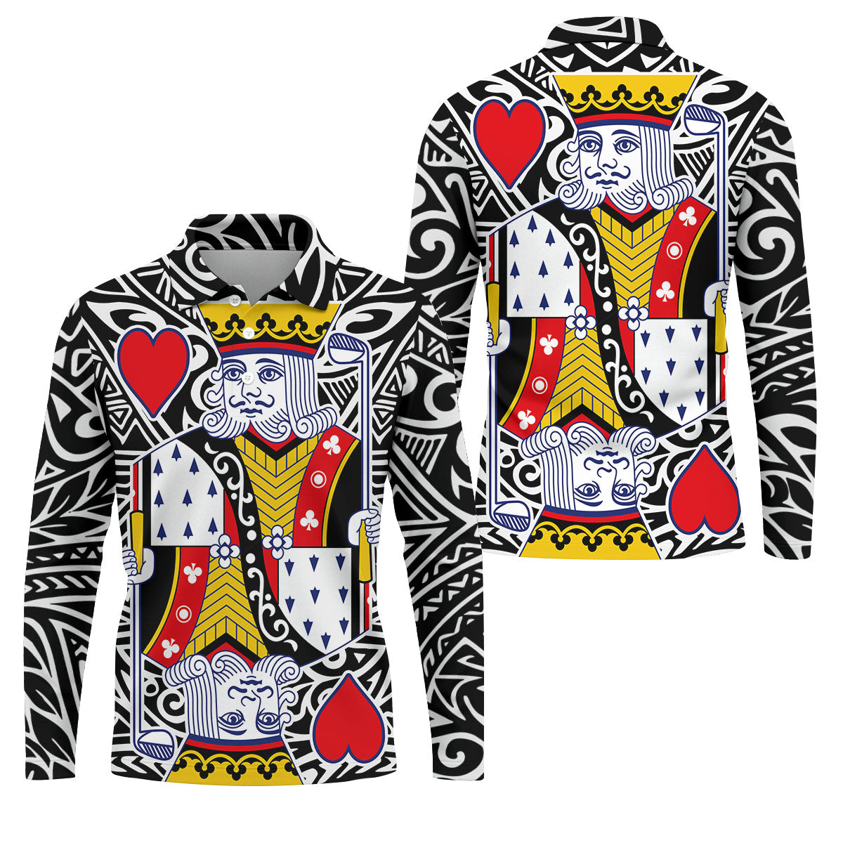 King Of Hearts Playing Card Golf Shirt, Men's Golf Shirt, Hawaiian Golf Shirt, Polo Shirts For Men