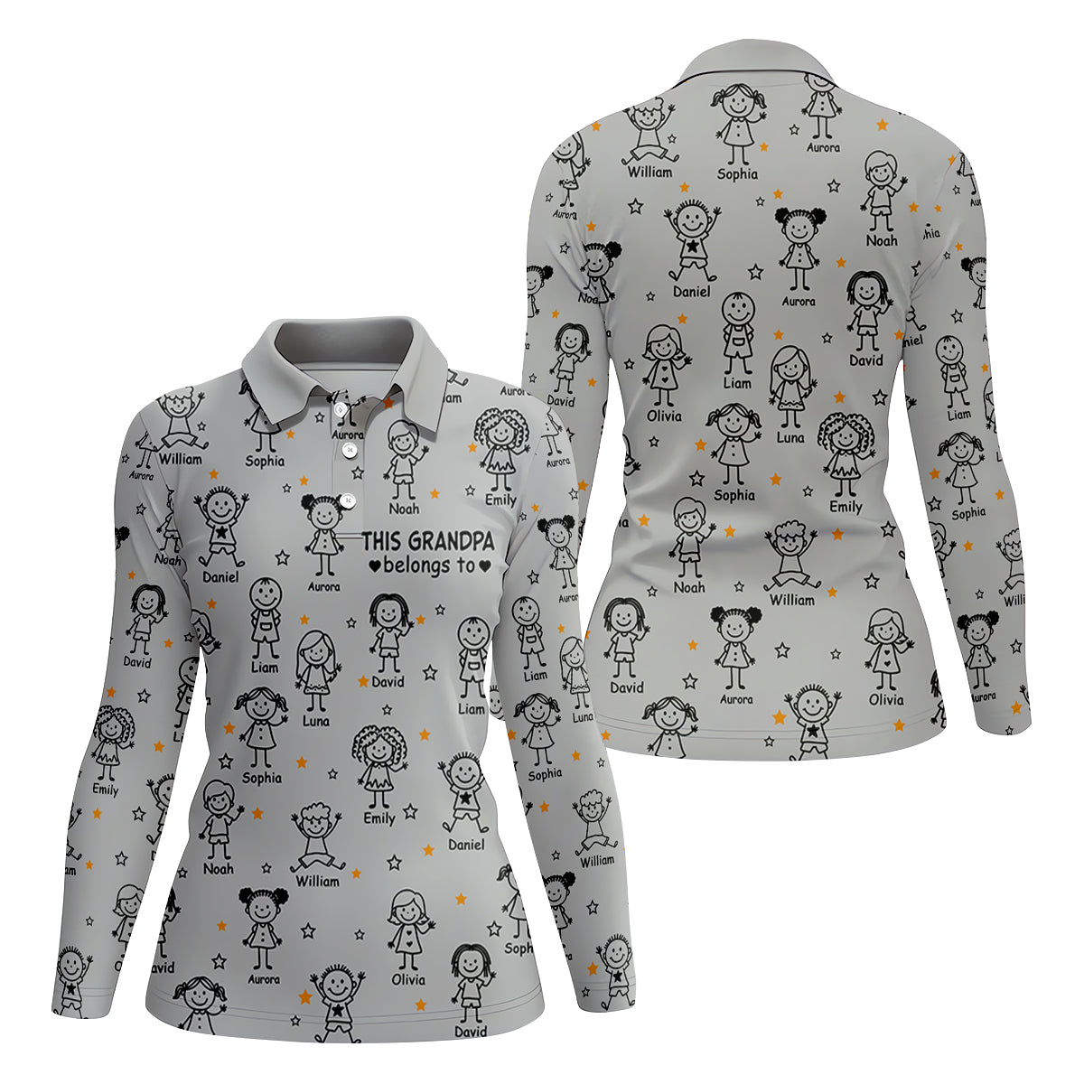 This Grandpa Dad Belongs To Kids Pet Grey Golf Shirt, Ladies Golf Tops, Women Golf Top, Golfing Apparel