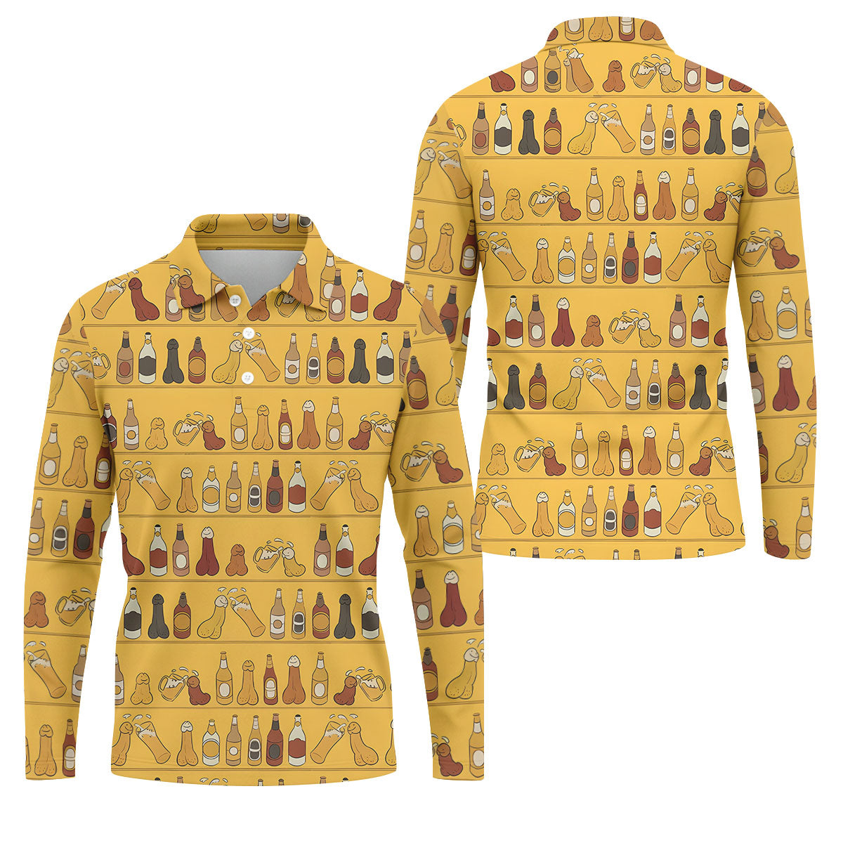 Funny Adult Party Bottle Pattern Golf Shirt, Polo Shirts For Men, Mens Golf Apparel