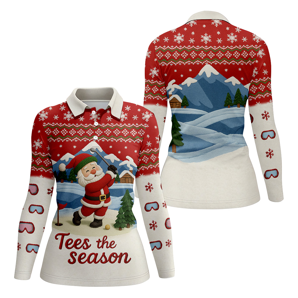 Santa Golfing Tees The Season Christmas Golf Shirt, Women's Golf Tops, Ladies Golf Shirts, Golf Gift For Ladies