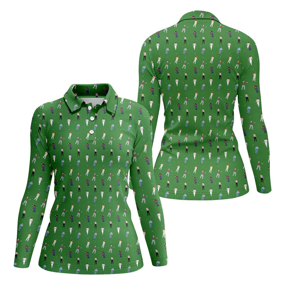 Sports Comedy Characters Golf Pose Green Golf Shirt, Ladies Golf Tops, Golf Shirt For Women