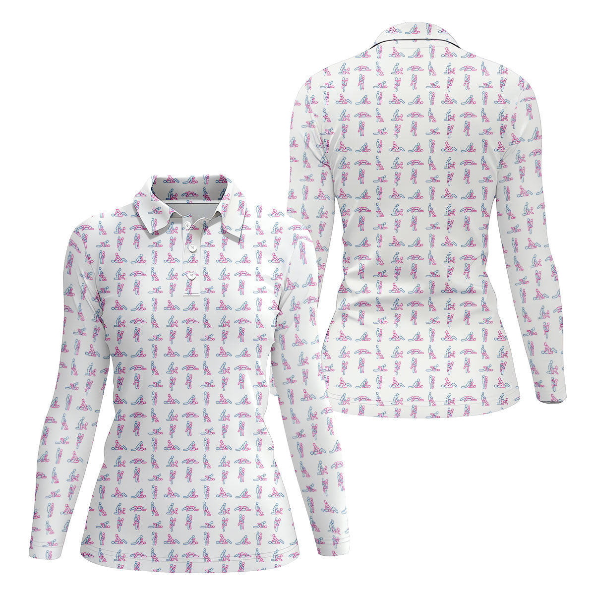 Stick Figure Couple Naughty Position Women Golf Top, Fun Women's Golf Shirts, Ladies Golf Shirts