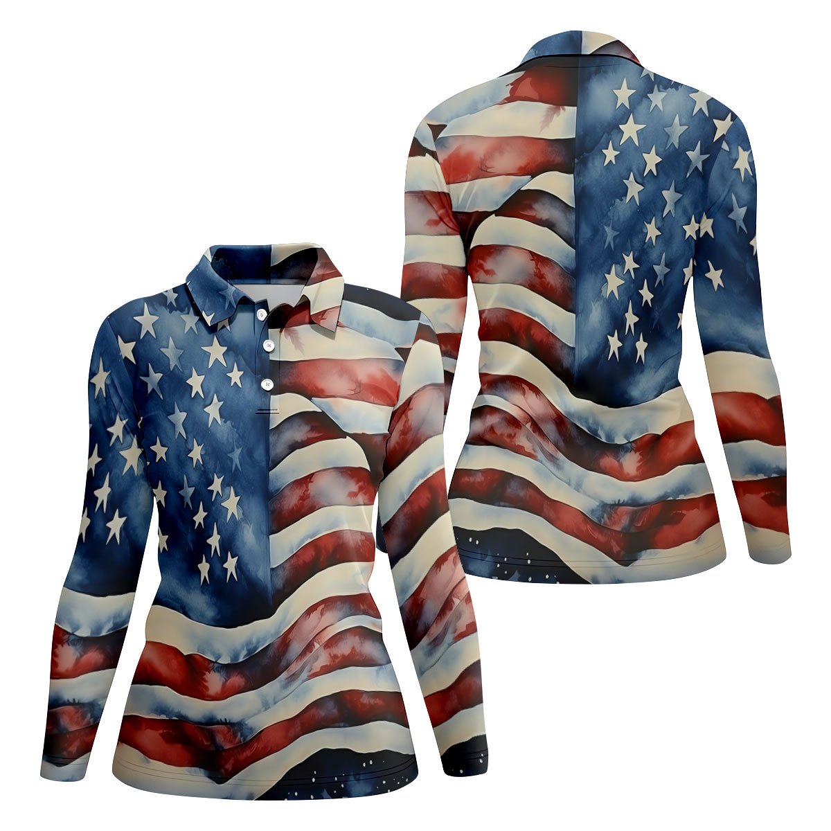 American Flag Golf Shirt, Patriotic Golf Polo Shirts, 250th Anniversary Golf Shirt For Women, Ladies Golf Polos