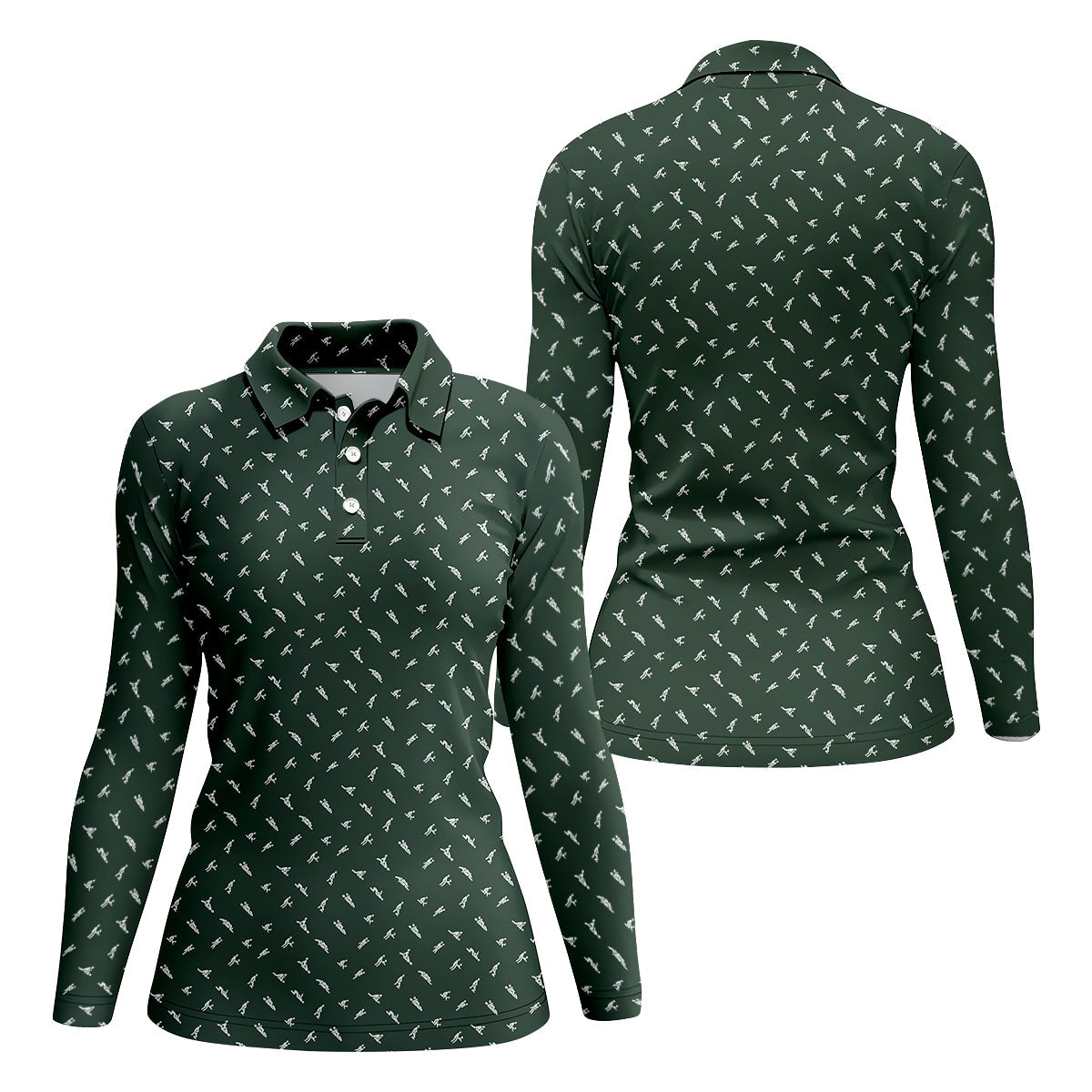 Naughty Position Dark Green Fun Women's Golf Shirts, Valentines Golf Gift, Ladies Golf Polos