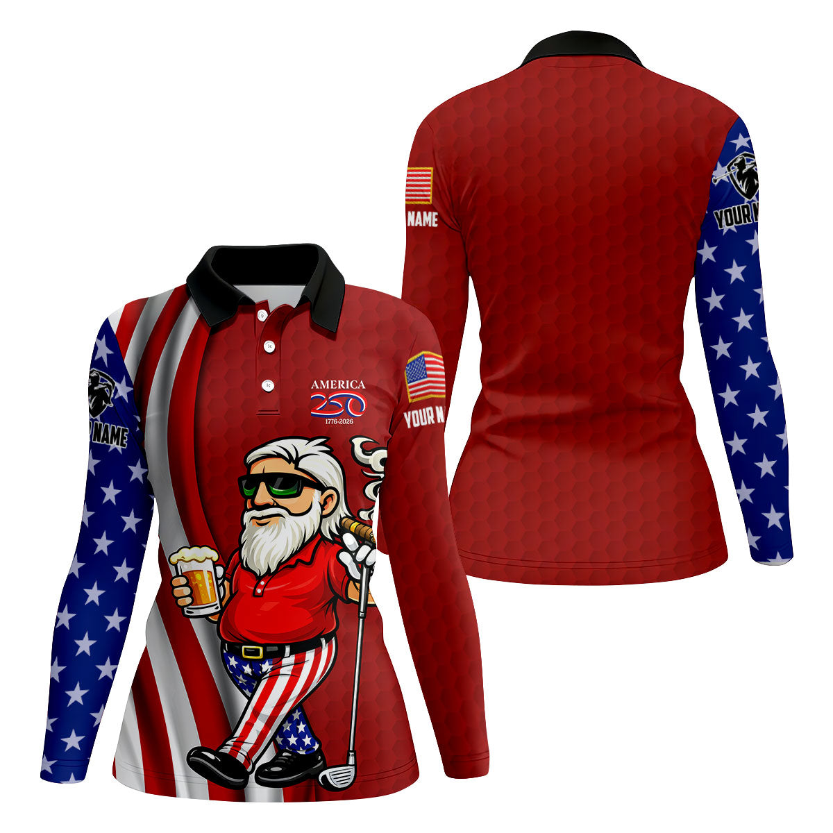 America 250 Patriotic Man 4th Of July Red Golf Shirt, Golf And Beer Women's Golf Tops