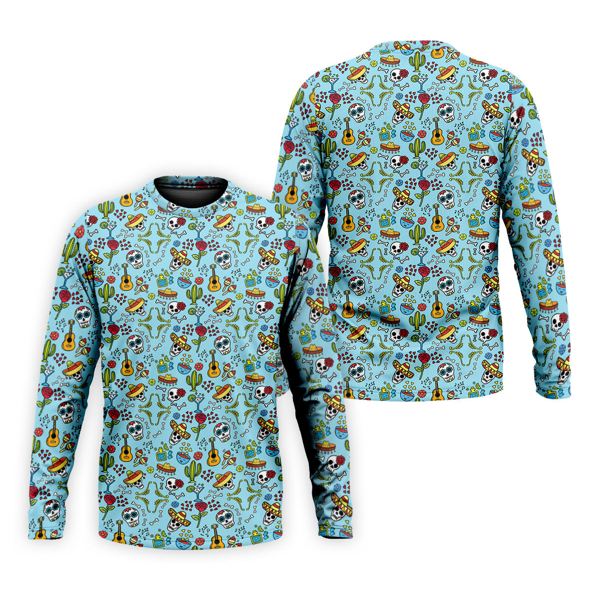 Mexican Sugar Skull Sombrero Guitar Cinco De Mayo Celebration Fiesta Themed Golf Shirts For Men