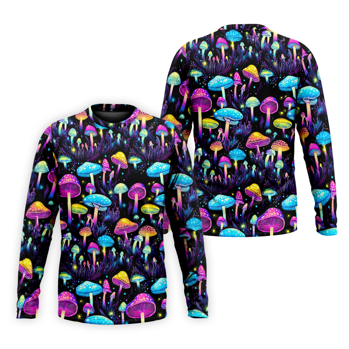 Colorful Neon Mushroom Fantasy Forest Golf Shirt, Mens Golf Polo, Golf Apparel For Men, Printed Golf Shirts