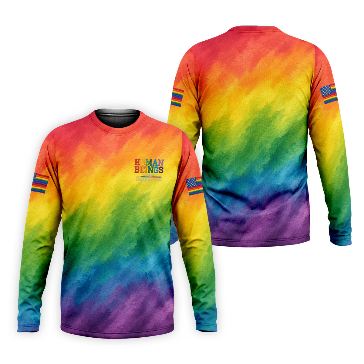 Human Beings LGBT Rainbow Golf Tops For Men, LGBT Pride Month Gradient Watercolor Polo Shirts For Men