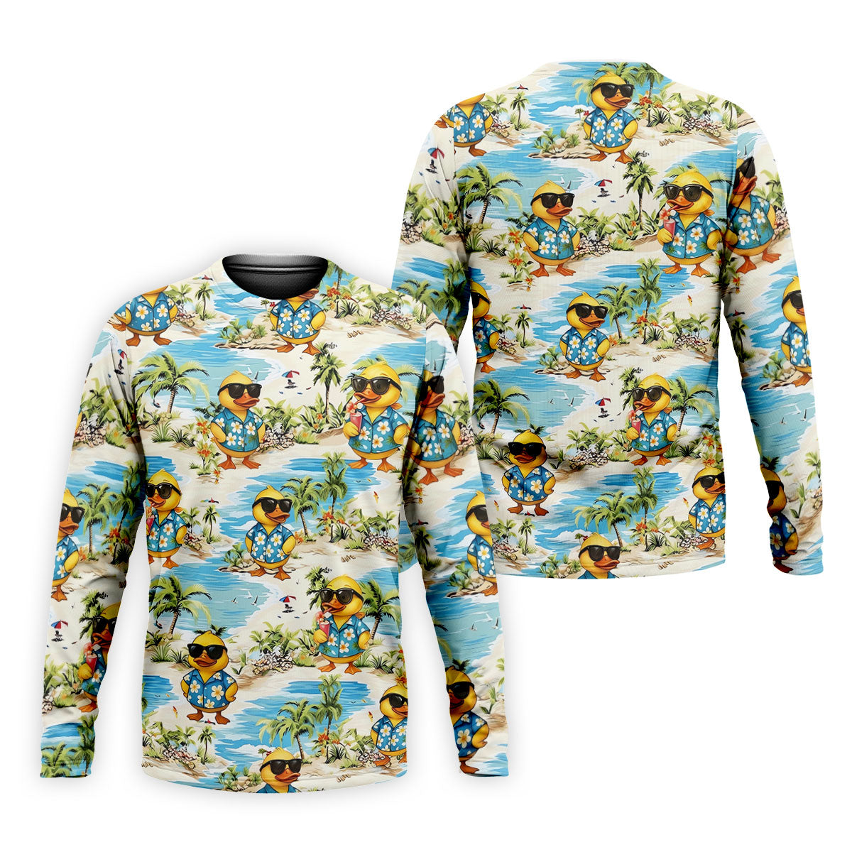 Cute Funny Duck Hawaiian Golf Shirt, Beach Theme Men's Golf Shirt, Polo Shirts For Men