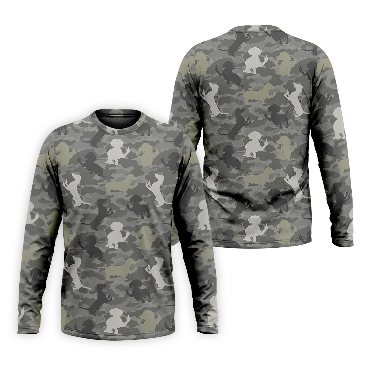 Grey Camo Poodle Dog Pattern Golf Shirt, Mens Polo Shirt, Golf Shirts For Men, Performance Golf Shirt