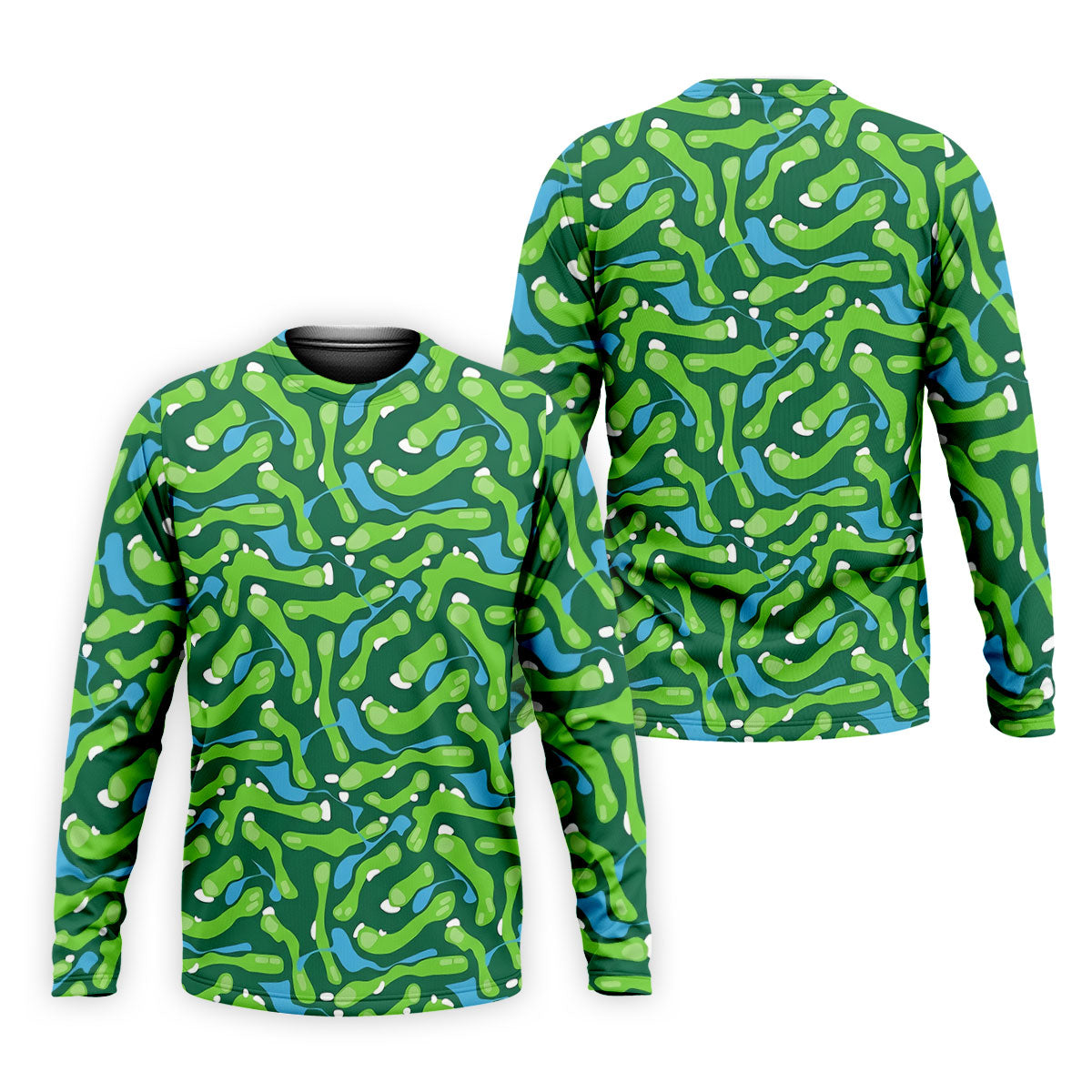 Golf Course Layout Golf Shirt, Fairway Water Hazard Pattern, Golf Shirt For Men