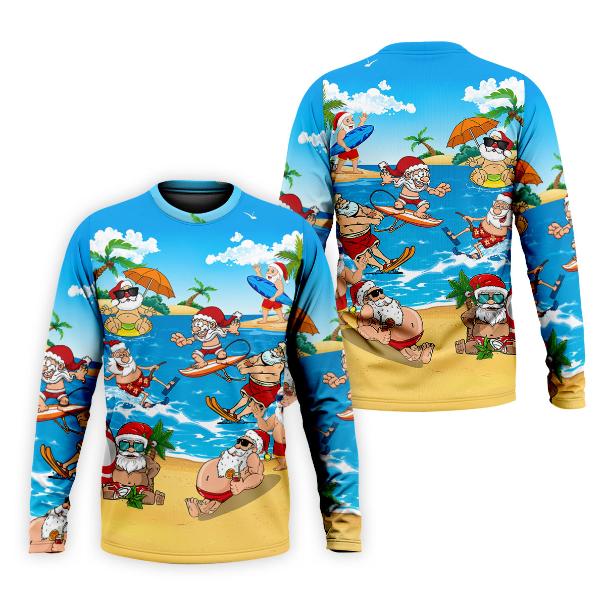 Santa Claus Summer Beach Party Golf Shirt, Mens Golf Polo, Printed Golf Shirts